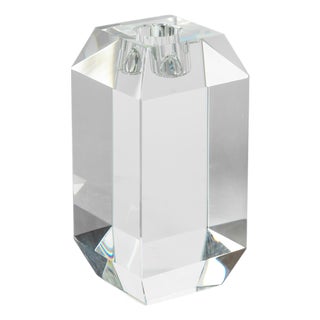 Collier Beveled Cubic Crystal Taper Candle Holder, Large For Sale