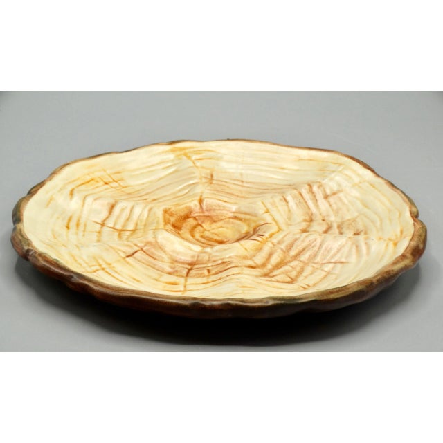 French Trompe l'Oeil Faux Bois Glazed Organic Oyster Plate For Sale - Image 10 of 12
