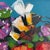 Abstract Original Painting Bumblebee and Flowers on Canvas Gold Frame For Sale - Image 3 of 9
