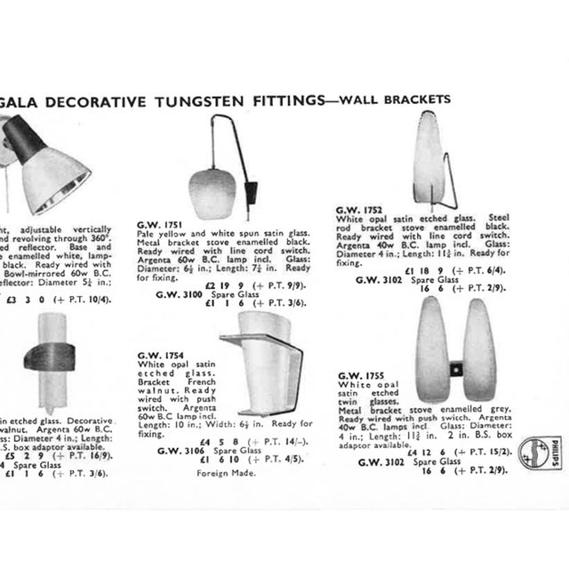 Mid-Century Modern Vintage Opaline Glass Wall Lamp by Louis Kalff for Philips, 1950s For Sale - Image 3 of 7