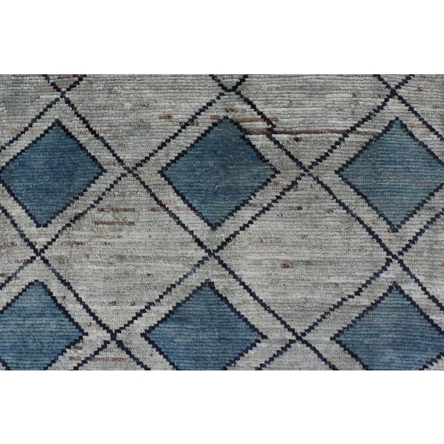 Modern Design Tribal Rug by Keivan Woven Arts With Diamond Pattern For Sale - Image 9 of 12