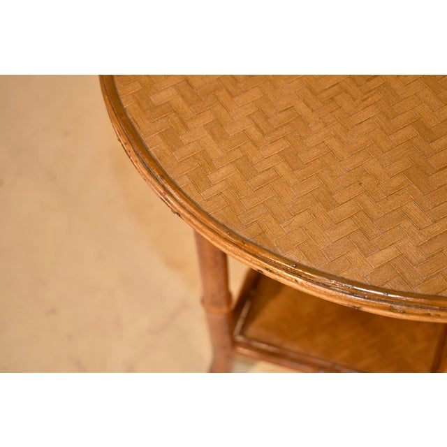 Brown 19th Century Round Bamboo Side Table For Sale - Image 8 of 8