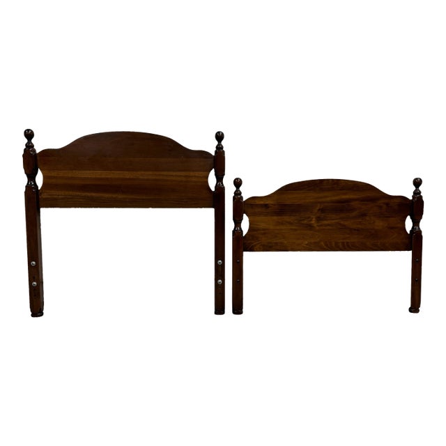 Vintage Twin Size Traditional Style Cannonball Headboard and Footboard For Sale