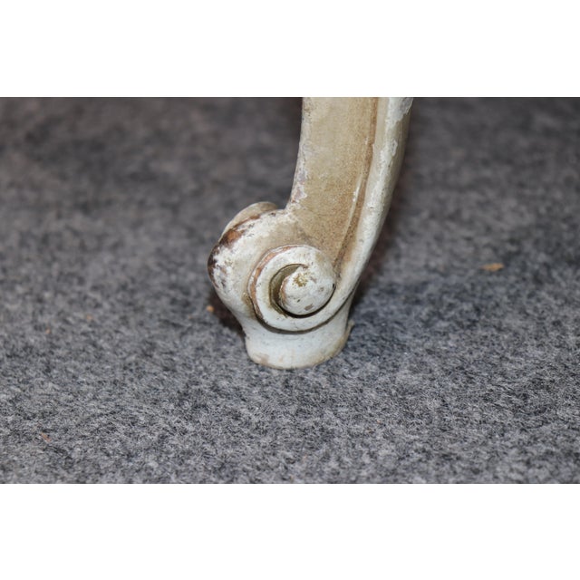 19th C Pair Louis XV French Paint Decorated Style Distressed Painted Armchairs For Sale - Image 9 of 13