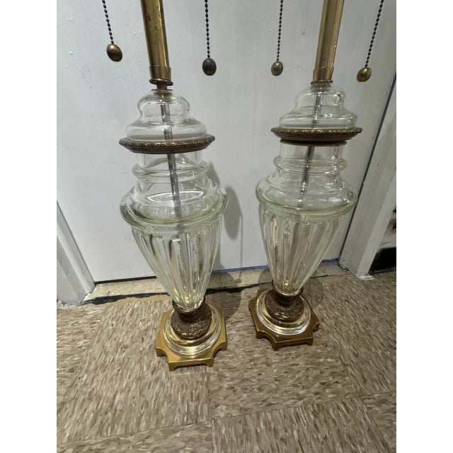 1940 Crystal Table Lamps Pair For Sale - Image 4 of 6
