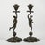 Bronze candlestick pair set depicting Prometheus Measures 11 x H 23 Antique style Dimensions: height 23 cm diameter 11 cm...