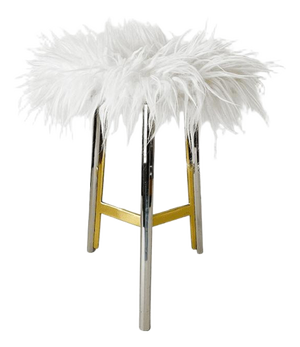 Vintage Italian Hollywood Regency Stool with Faux Fur, 1950s
