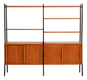Scandinavian Double Teak Bookcase with Black Uprights, 1960s