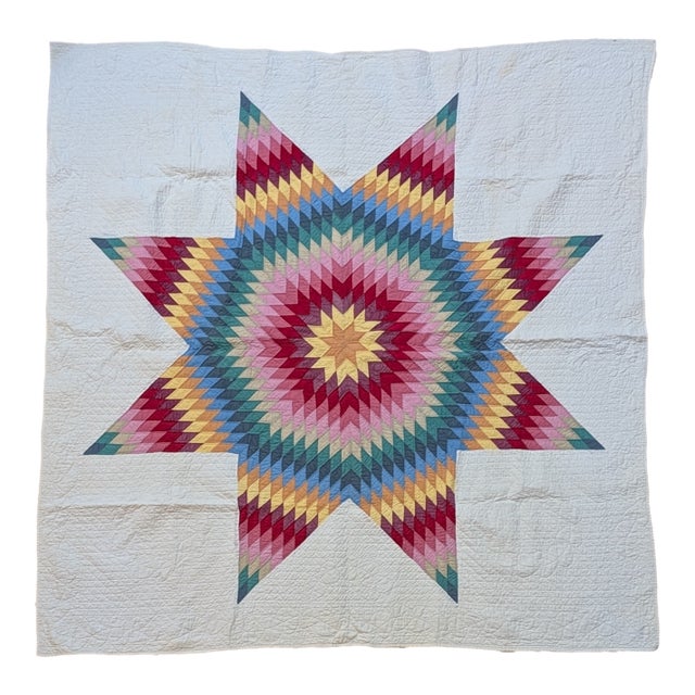 Hand Made Vintage Texas Star Quilt For Sale