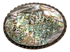 Vintage 1960s Signed Napier Oval Abalone Brooch