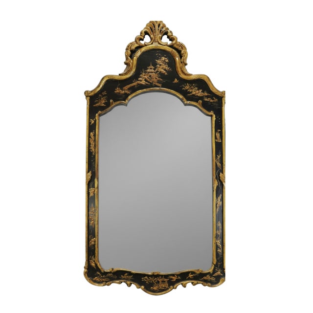 Rococo-Style Gilded Chinoiserie Mirror/Wall Mirror Black Lacquer With Gilded French Rococo Chinese Style ✨ For Sale - Image 9 of 9