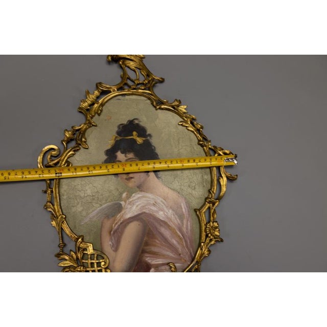 French Art Nouveau Painted Portrait in a Louis XV Style Bronze Frame, 1900s For Sale - Image 17 of 18
