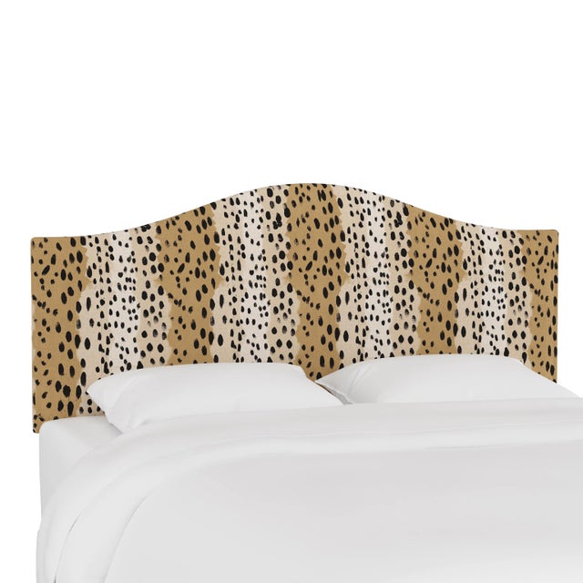 Kenmore Headboard in Caramel Linen Leopard, King For Sale
