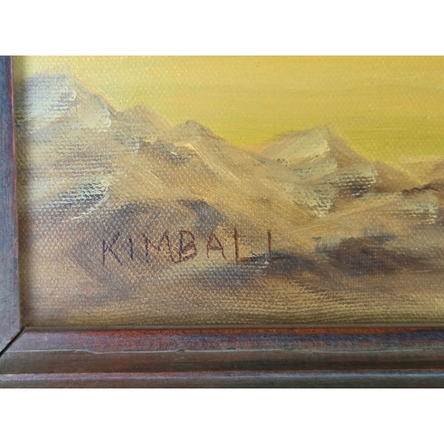 Beautiful original oil painting signed by artist Carol Kimball. This piece features a serene, warm-toned landscape...