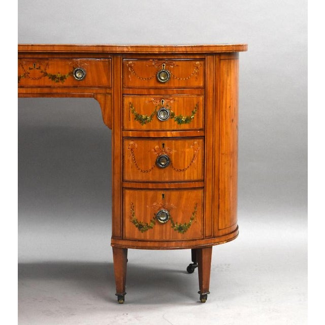 Edwardian Satinwood Kidney Shaped Writing Desk, 1900 For Sale - Image 9 of 12