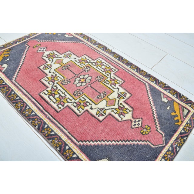 1960s Red Small Oushak Area Rug For Sale - Image 4 of 5