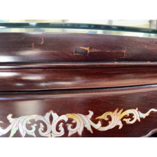 Vintage Chinese Dragon & Phoenix Banquet Suite – Exceptional Mother-of-Pearl Inlaid Dining Ensemble For Sale - Image 9 of 14