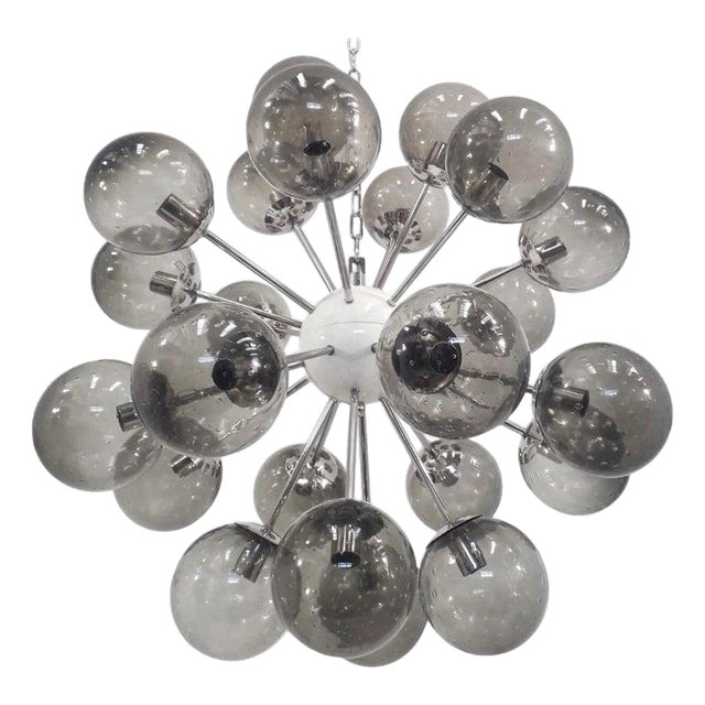 21st Century Nova Polished Nickel Smoky Bubbles Murano Sputnik Chandelier by Fabio LTD For Sale