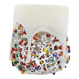 Millefiori Glass Tumbler, Dimpled Crumpled Glass Beaker For Sale