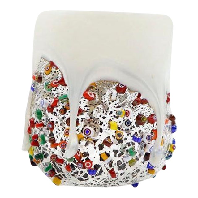 Millefiori Glass Tumbler, Dimpled Crumpled Glass Beaker For Sale