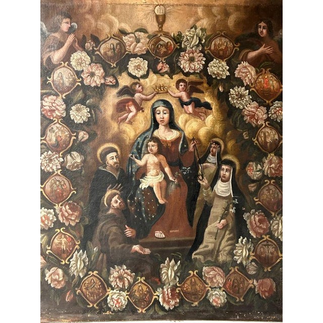 Painting of popular culture but with an unusual and interesting iconography linked to Our Lady of the Rosary, in this case...