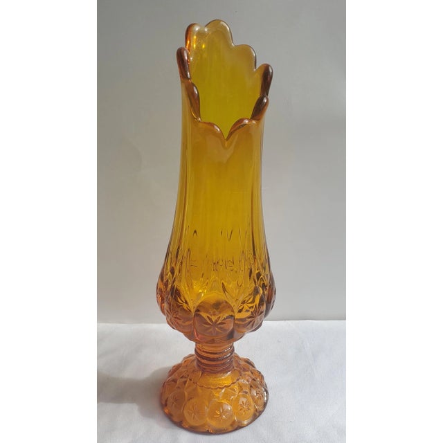 1966 Kanawha Amber Moon and Stars Glass Swung Vase For Sale - Image 10 of 10