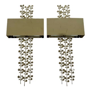 Global Views Modern Polished Nickel Bauhinia Sconces Pair For Sale