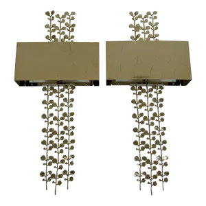 Global Views Modern Polished Nickel Bauhinia Sconces Pair
