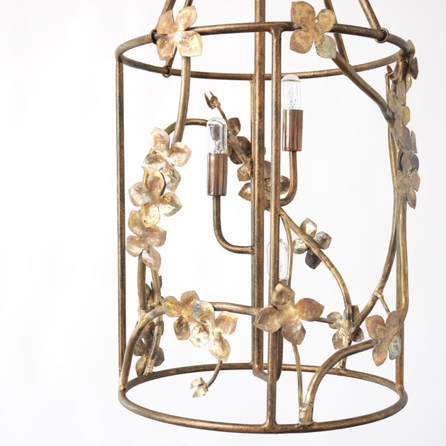 Metal Tobacco Sakura Floral Lantern For Sale - Image 7 of 8