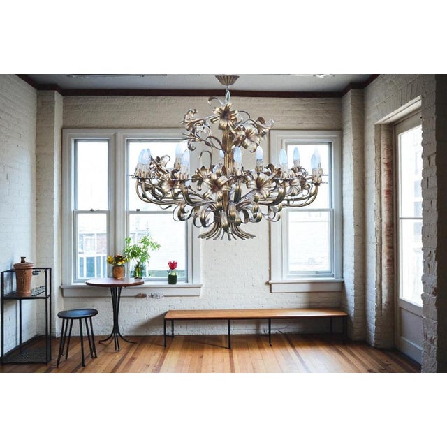 Large Hollywood Regency Calla Lily Chandelier with 12 Lights attributed to Hans Kögl, 1970s For Sale - Image 4 of 16