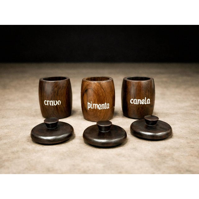 Wood Spice Rack With 3 Containers in Rosewood, Casa Finland, 1960s For Sale - Image 7 of 9