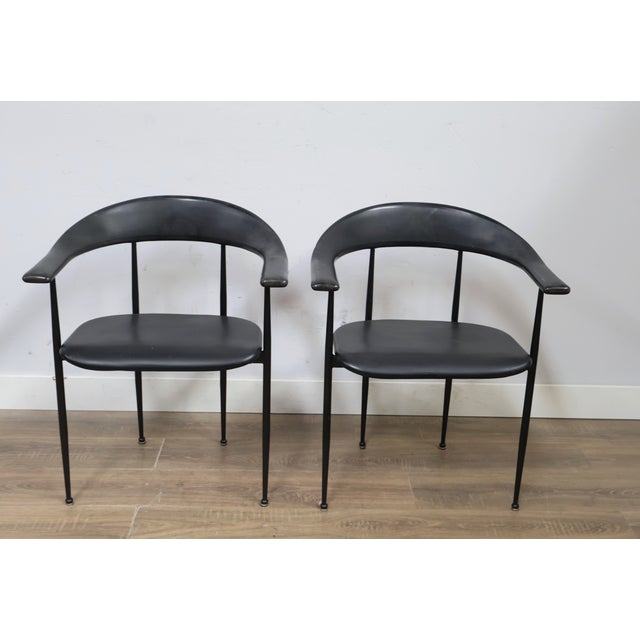 A pair of P40 armchairs, one of Fasem's best-known postmodern designs, created by the Italian design duo Giancarlo Vegni...