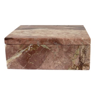 1960's Italian Rosa Pink Marble Jewelry Trinket Box For Sale