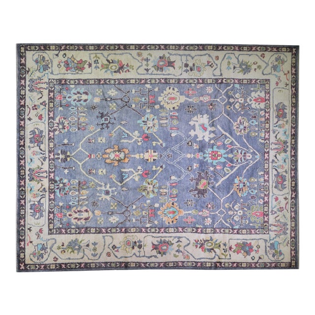 Vintage Turkish Hand Knotted Natural Color Organic Angora Wool Oushak Rug,9'3"X11'8" For Sale