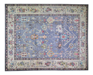 Vintage Turkish Hand Knotted Natural Color Organic Angora Wool Oushak Rug,9'3"X11'8"