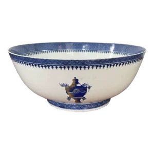 Antique Early 19th Century Chinese Export Porcelain Punch Bowl for the American Federal Market Circa 1800