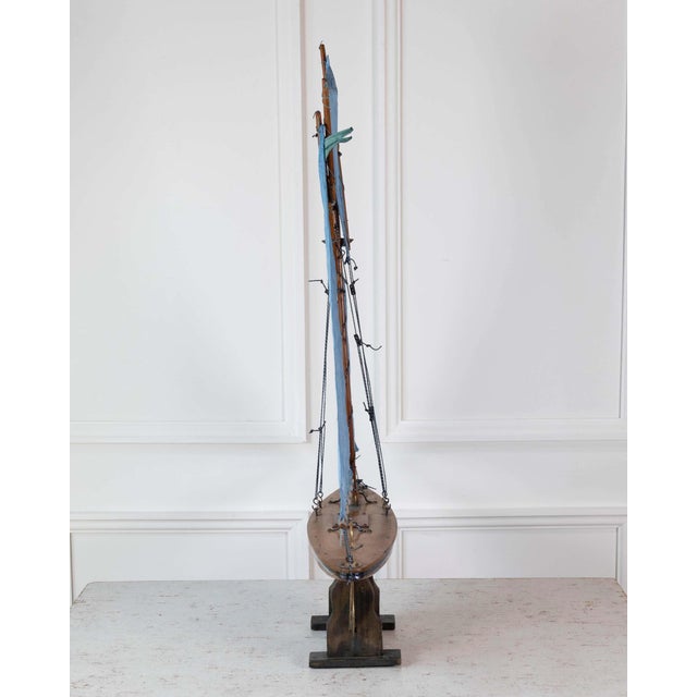 Blue English 20th Century Carved Wood Gaff Cutter Pond Yacht For Sale - Image 8 of 11