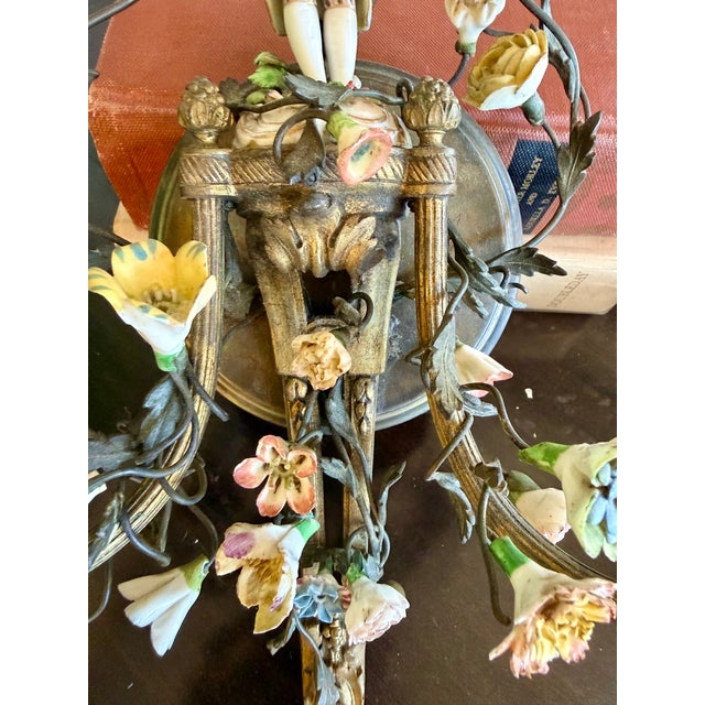 19th French Century Gilt and Porcelain Wall Sconce For Sale In Los Angeles - Image 6 of 14
