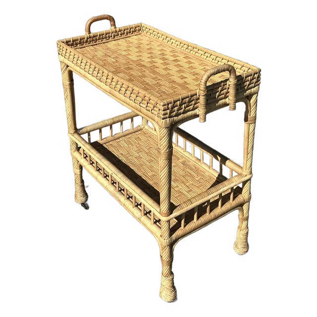 Vintage Coastal Serena and Lily Bar Cart For Sale
