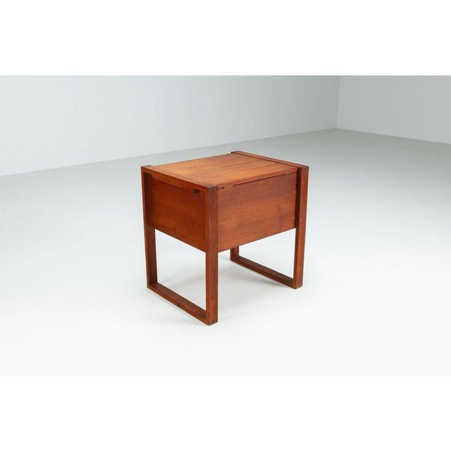 Gold Scandinavian Modern Storage Cabinet in Teak with Sled Base Denmark 1960 For Sale - Image 8 of 16
