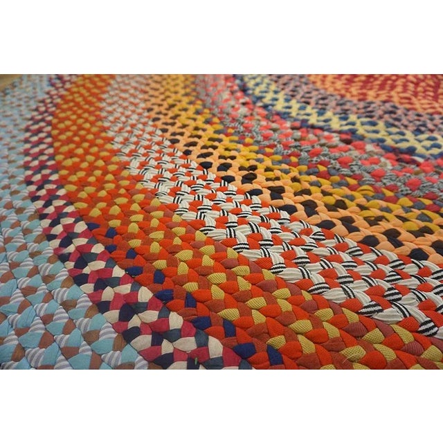 Textile 1930s Multi Background Wtih Folk Art Styles Round Antique American Braided Rug For Sale - Image 7 of 15