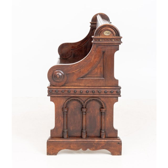 Wood American Renaissance Style Wood Church Pew For Sale - Image 7 of 10