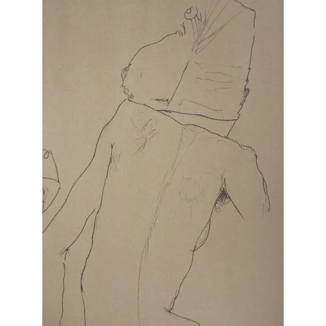 Glass Egon Schiele, The Sketch in Front of the Mirror, Lithograph For Sale - Image 7 of 8