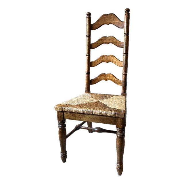 Vintage French Country Ladder Back Dining Chair For Sale
