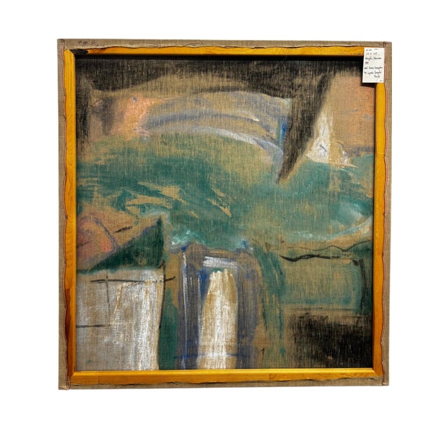 Abstract 1980s Pair of Large Abstract Mixed Media Paintings, 1983 50x48” by Jack Compton For Sale - Image 3 of 11