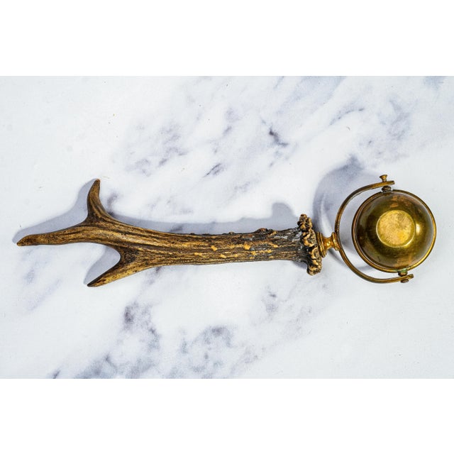 Amazing Antique Antler Brass Gimbel Cigar Lighter Tobacciana Rustic Home Decor Display Prop For Sale - Image 10 of 11