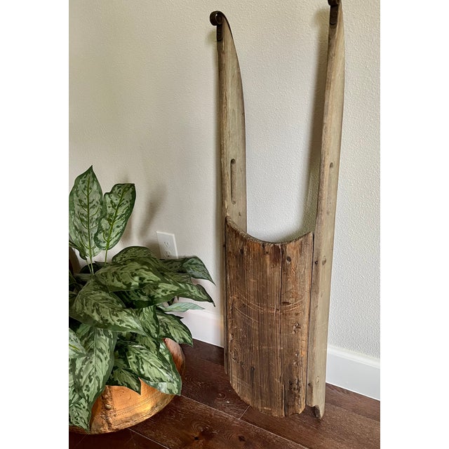 Wood Antique Early 1900s Handcrafted Primitive Wood Sled For Sale - Image 7 of 12