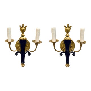 Myran Allan Luxury Lighting Italian Bronze Wall Sconces Pair For Sale