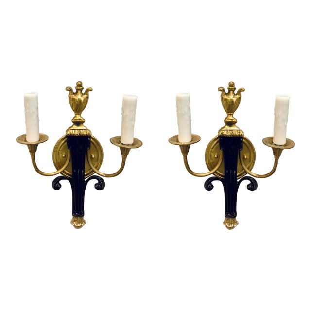 Myran Allan Luxury Lighting Italian Bronze Wall Sconces Pair For Sale