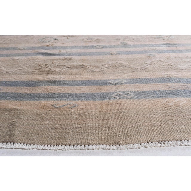 Textile Vintage Circa 1940 Tan Turkish Kilim Flatweave Rug 6'6 X 10'11 For Sale - Image 7 of 12